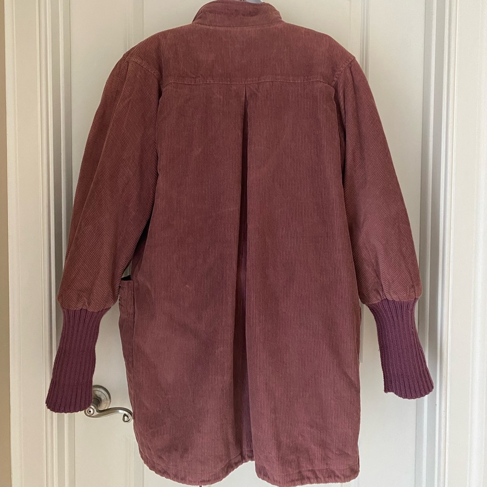 Rare Vintage Eddie Bauer Corduroy Barn Chore Coat Knit Collar Cuffs Mauve 80s - Picture 8 of 8